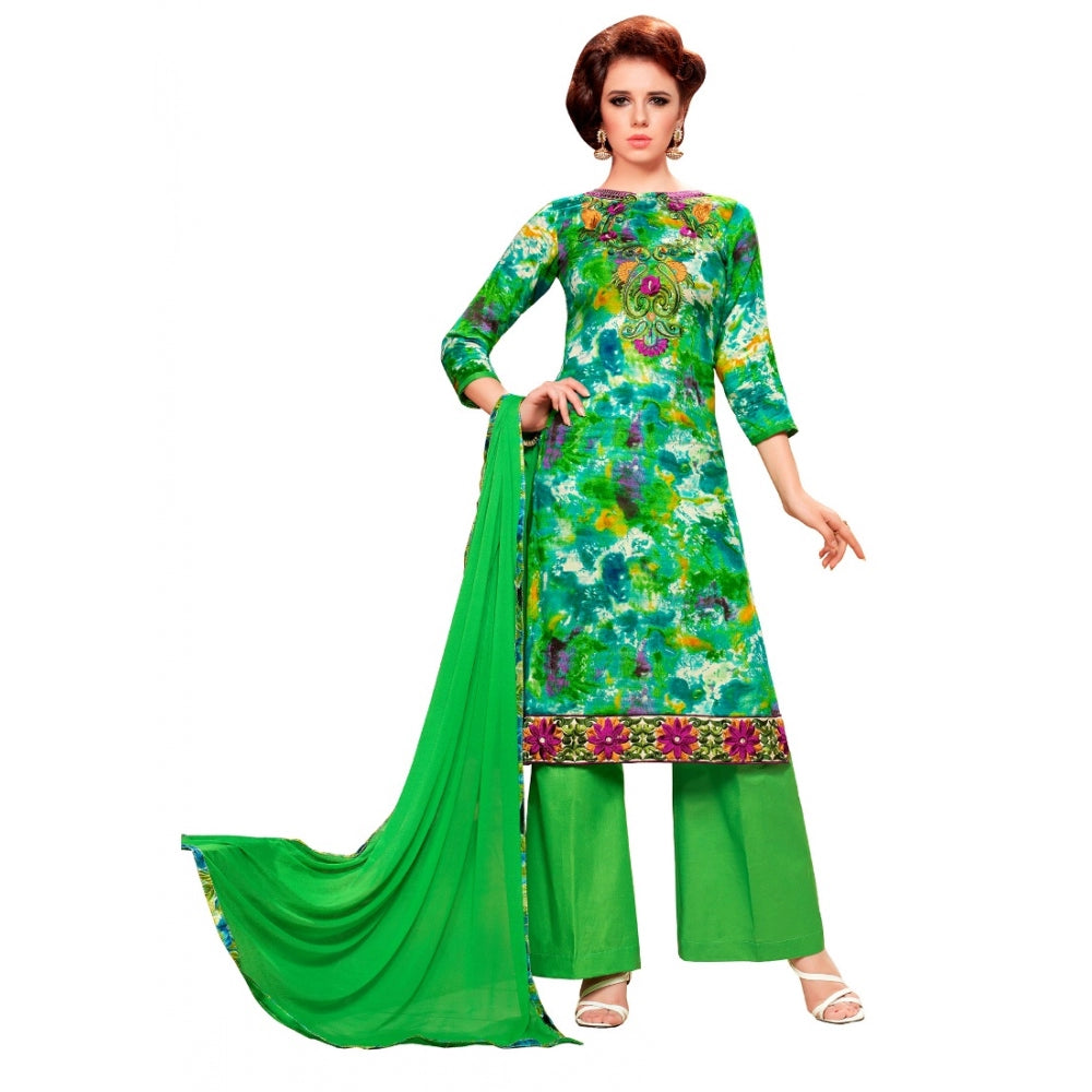 HD Women's Glaze Cotton Unstitched Salwar Suit-Material With Dupatta (Green &amp; Multi,2.3 Mtrs)