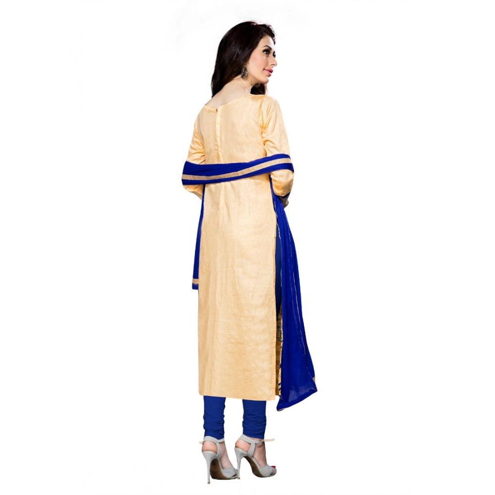 HD Women's Cotton Unstitched Salwar Suit-Material With Dupatta (Beige,2.3 Mtrs)