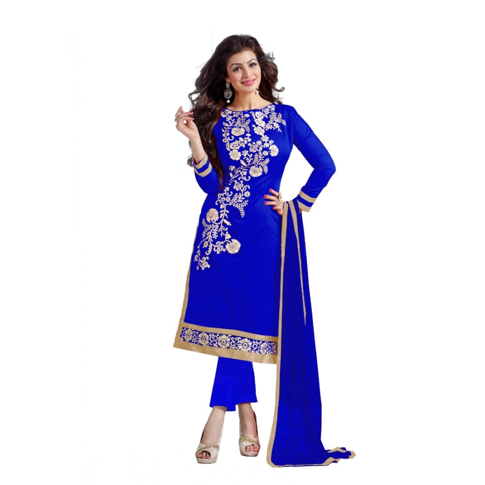 HD Women's Chanderi Unstitched Salwar Suit-Material With Dupatta (Blue,2 Mtrs)