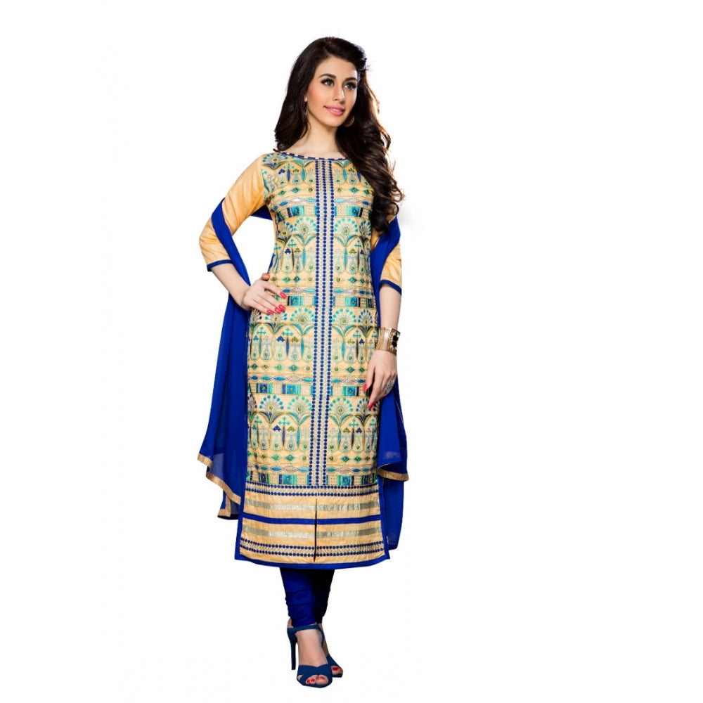 HD Women's Cotton Unstitched Salwar Suit-Material With Dupatta (Beige,2.3 Mtrs)