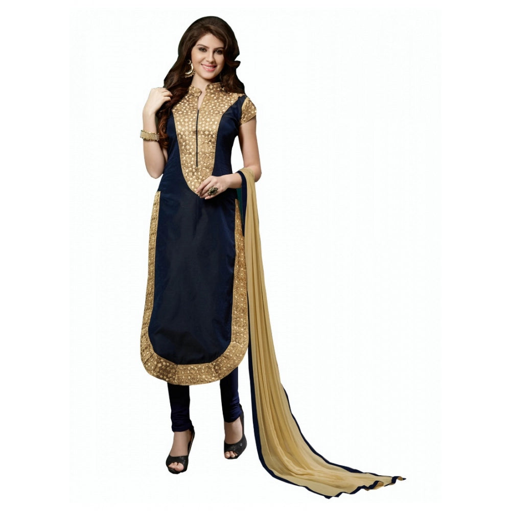 HD Women's Chanderi Unstitched Salwar Suit-Material With Dupatta (Black,2 Mtrs)