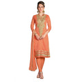HD Women's Chanderi Unstitched Salwar Suit-Material With Dupatta (Orange,2.2 Mtrs)