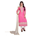 HD Women's Georgette Unstitched Salwar Suit-Material With Dupatta (Pink &amp; White,2.2 Mtrs)