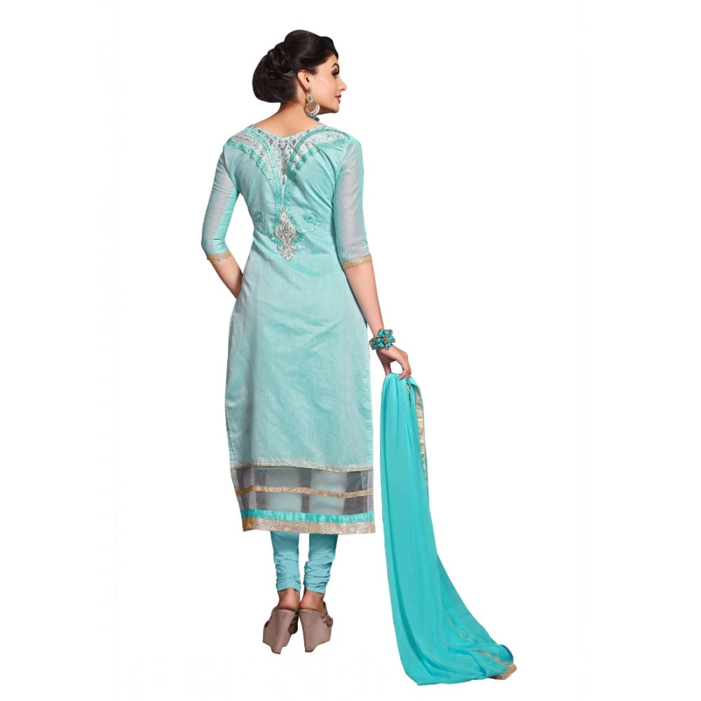 HD Women's Chanderi Unstitched Salwar Suit-Material With Dupatta (Light Sea Green,2.3 Mtrs)