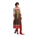 HD Women's Glaze Cotton Unstitched Salwar Suit-Material With Dupatta (Brown,2.2 Mtrs)