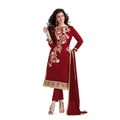 HD Women's Chanderi Unstitched Salwar Suit-Material With Dupatta (Maroon,2 Mtrs)