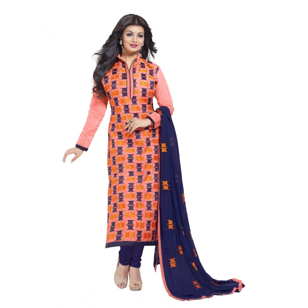 HD Women's Chanderi Unstitched Salwar Suit-Material With Dupatta (Orange,2.2 Mtrs)