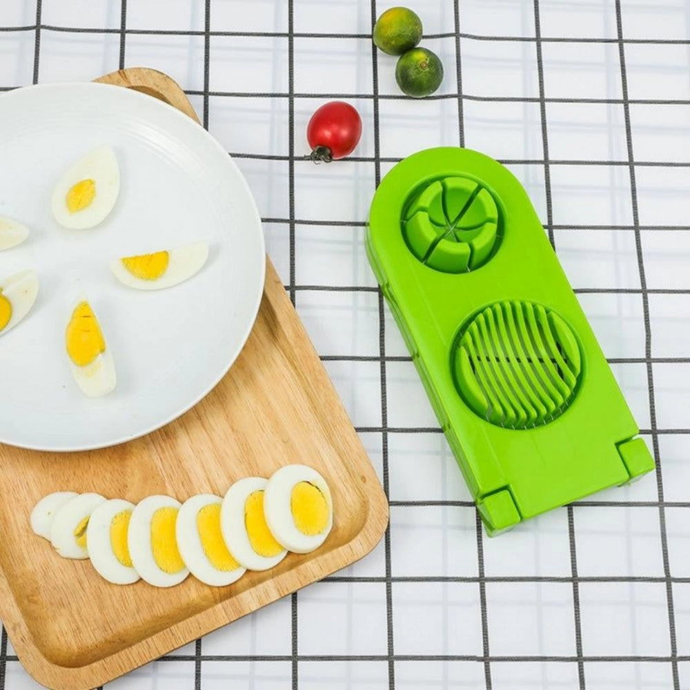 HamariDookan Pack Of_2_2 In 1 Boiled Egg and Mushroom Slicer Cutter Chopper Plastic With Stainless Steel Wired (Color:Assorted)