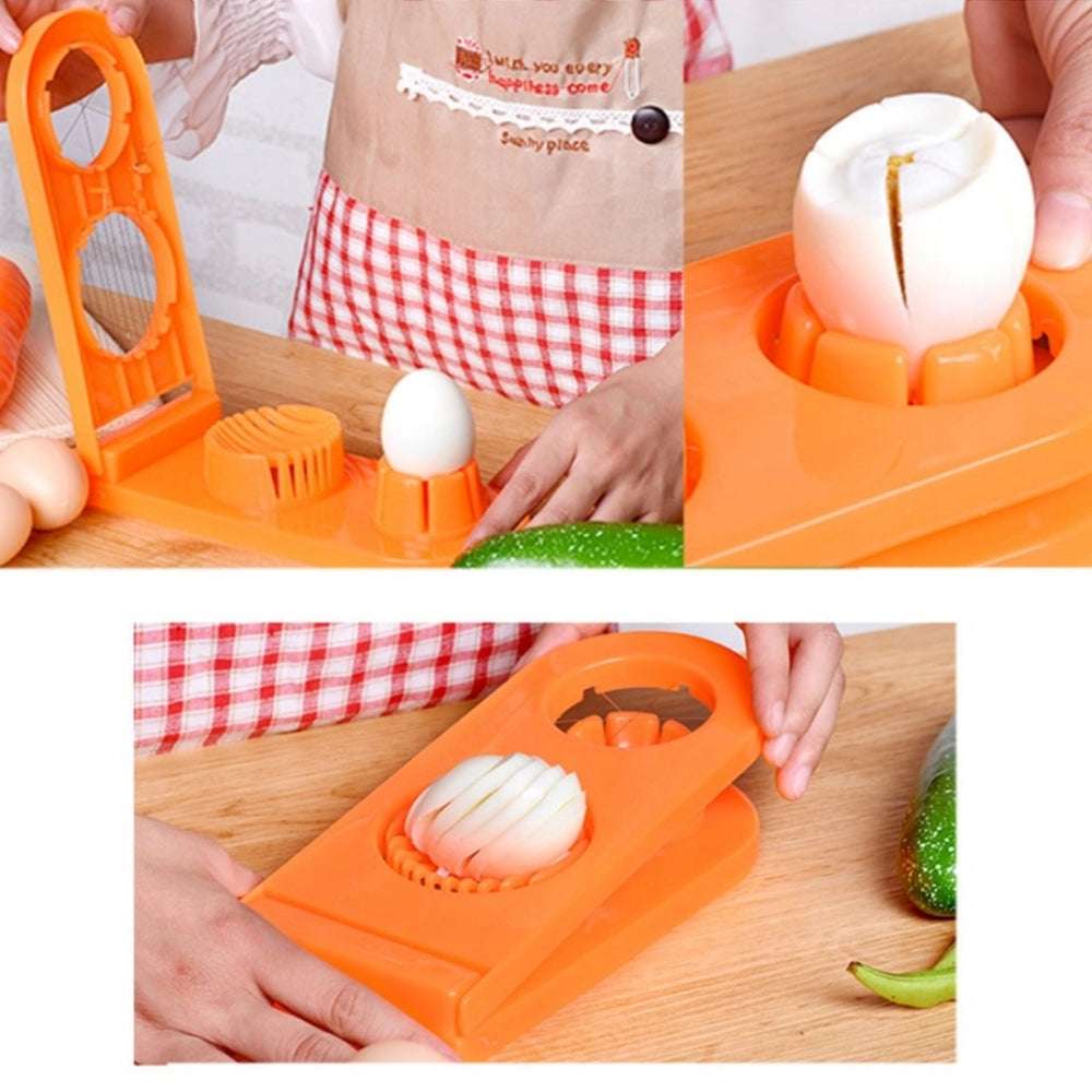 HamariDookan Pack Of_2_2 In 1 Boiled Egg and Mushroom Slicer Cutter Chopper Plastic With Stainless Steel Wired (Color:Assorted)