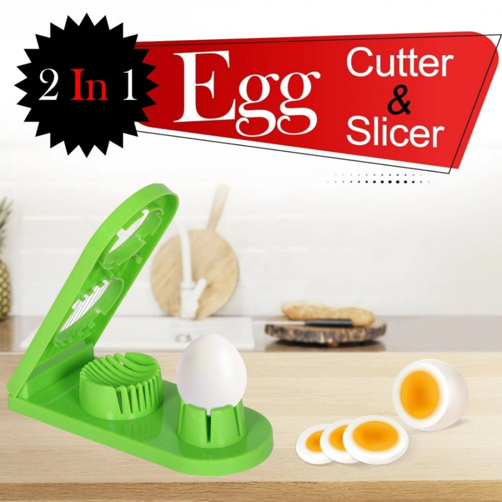 HamariDookan Pack Of_2_2 In 1 Boiled Egg and Mushroom Slicer Cutter Chopper Plastic With Stainless Steel Wired (Color:Assorted)