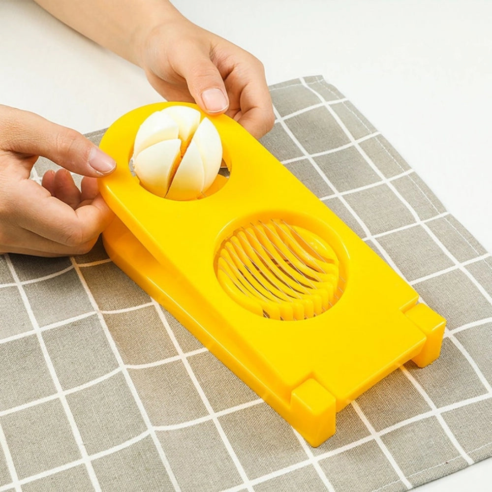 HamariDookan Pack Of_2_2 In 1 Boiled Egg and Mushroom Slicer Cutter Chopper Plastic With Stainless Steel Wired (Color:Assorted)