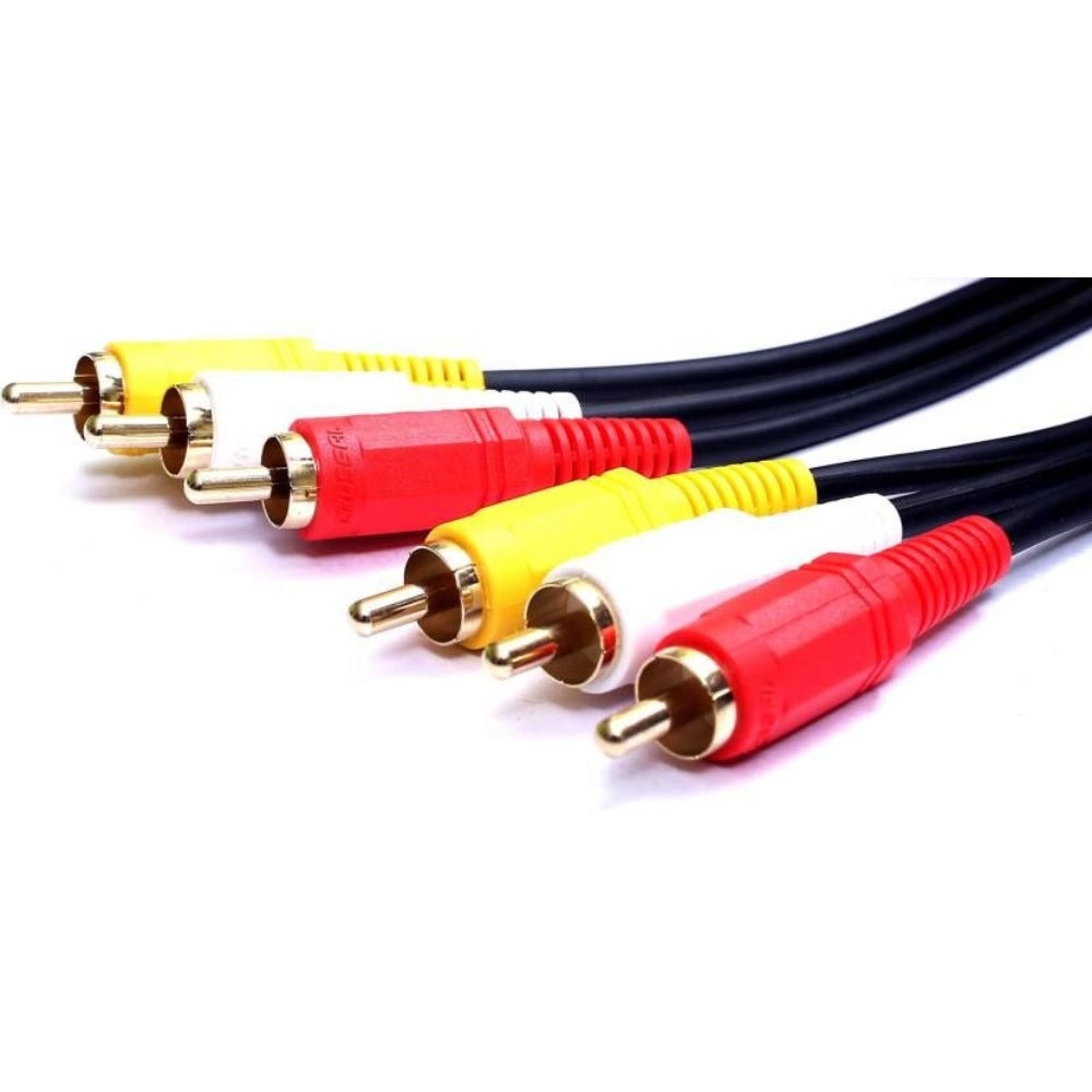 3RCA Male to 3RCA Male Audio Video Cable 1.5 Yards Compatible for TV, LCD, LED, DTH, DVD, VCR (Black)