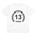 HamariDookan Men's PC Cotton 13th Anniversary Printed T Shirt (Color: White, Thread Count: 180GSM)