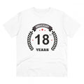 HamariDookan Men's PC Cotton 18th Anniversary Printed T Shirt (Color: White, Thread Count: 180GSM)