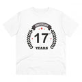 HamariDookan Men's PC Cotton 17th Anniversary Printed T Shirt (Color: White, Thread Count: 180GSM)