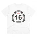 HamariDookan Men's PC Cotton 16th Anniversary Printed T Shirt (Color: White, Thread Count: 180GSM)