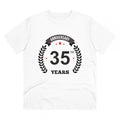 HamariDookan Men's PC Cotton 35th Anniversary Printed T Shirt (Color: White, Thread Count: 180GSM)