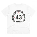 HamariDookan Men's PC Cotton 43rd Anniversary Printed T Shirt (Color: White, Thread Count: 180GSM)