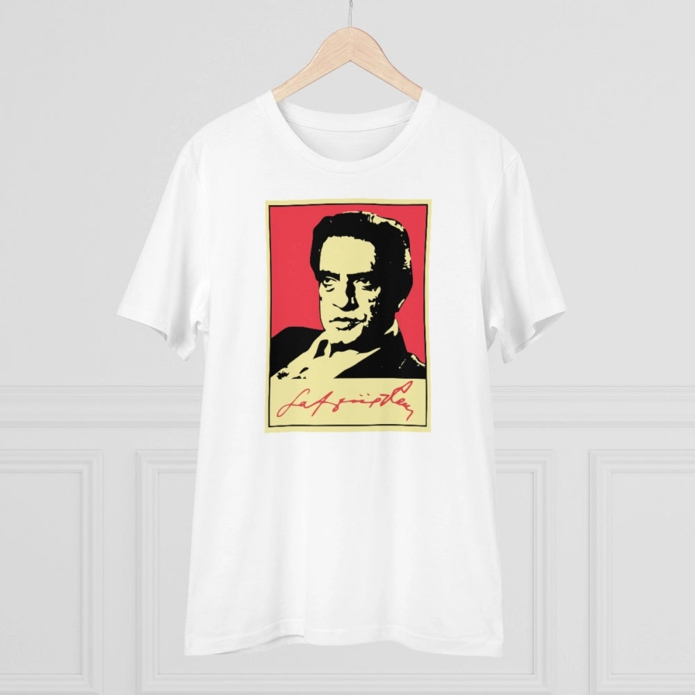 HamariDookan Men's PC Cotton Bengali Designs Printed T Shirt (Color: White, Thread Count: 180GSM)