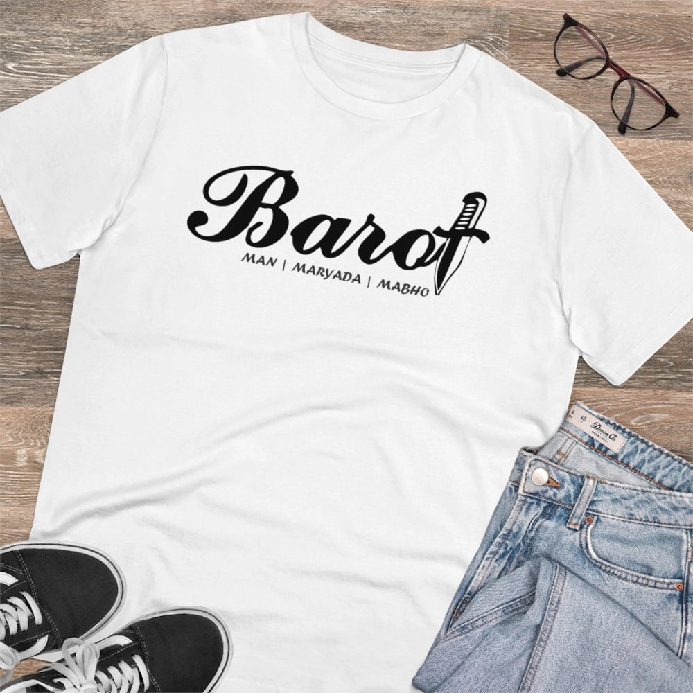 HamariDookan Men's PC Cotton Cast Design Barot Printed T Shirt (Color: White, Thread Count: 180GSM)