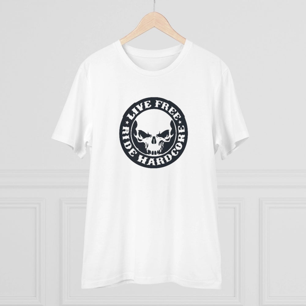 HamariDookan Men's PC Cotton Bike Ride Design Printed T Shirt (Color: White, Thread Count: 180GSM)