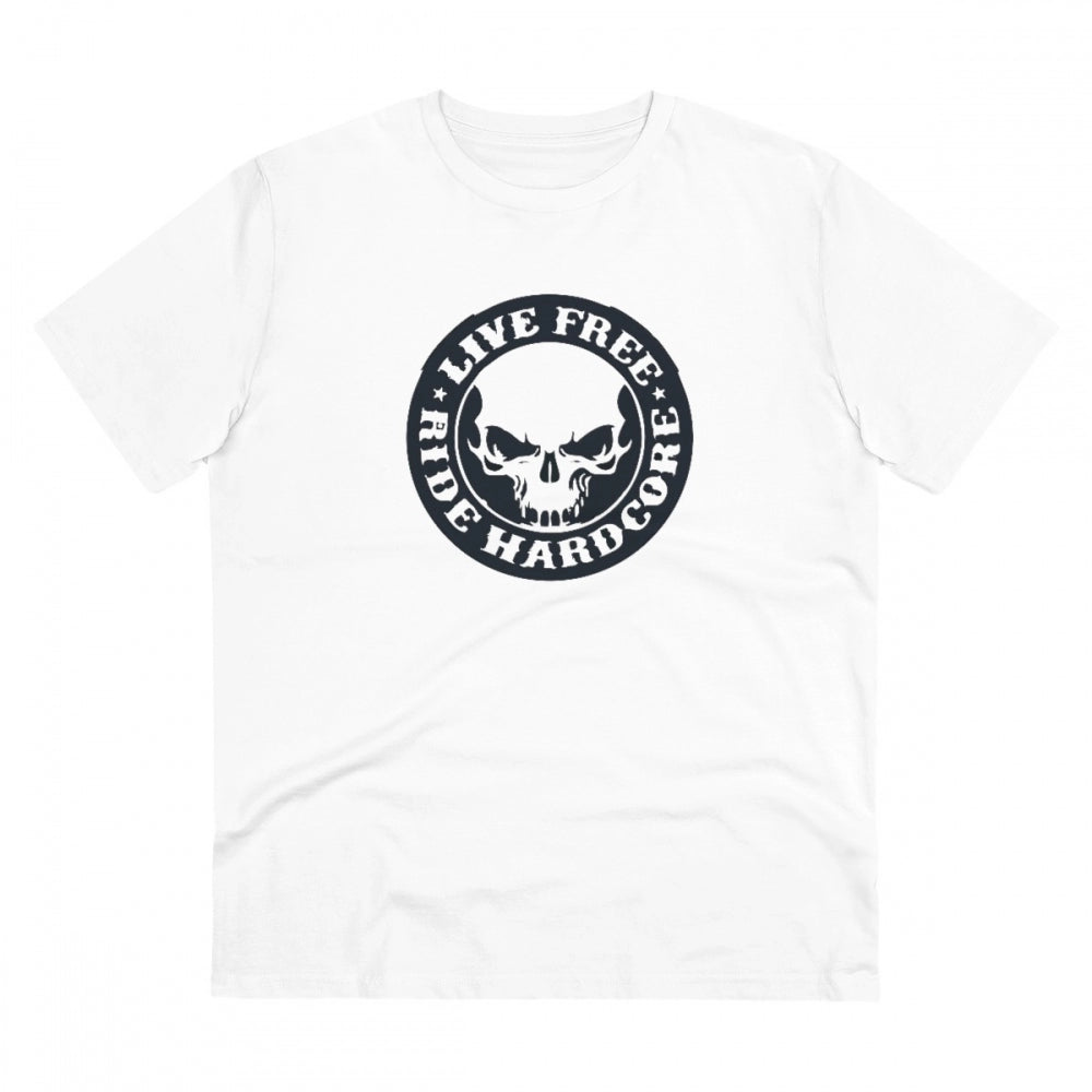 HamariDookan Men's PC Cotton Bike Ride Design Printed T Shirt (Color: White, Thread Count: 180GSM)