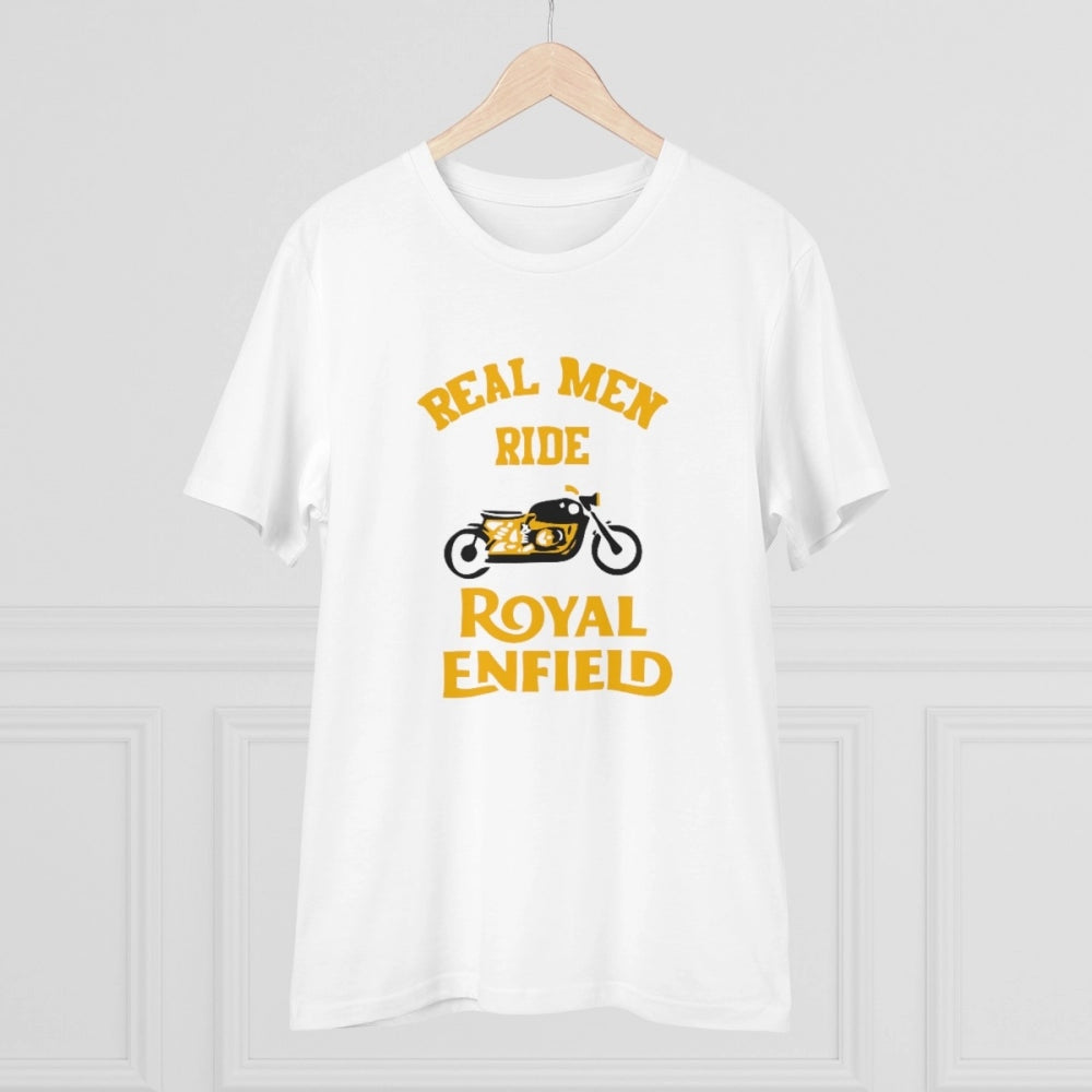 HamariDookan Men's PC Cotton Bike Ride Design Printed T Shirt (Color: White, Thread Count: 180GSM)