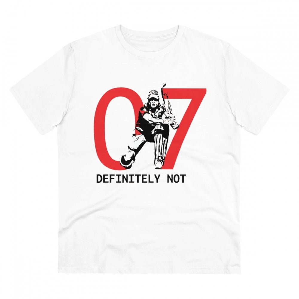 HamariDookan Men's PC Cotton Cricket Design Printed T Shirt (Color: White, Thread Count: 180GSM)