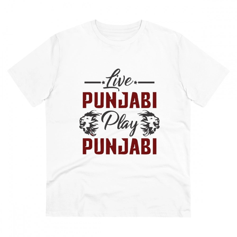 HamariDookan Men's PC Cotton Cricket Design Printed T Shirt (Color: White, Thread Count: 180GSM)