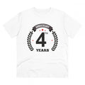 HamariDookan Men's PC Cotton 4th Anniversary Printed T Shirt (Color: White, Thread Count: 180GSM)