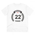 HamariDookan Men's PC Cotton 22nd Anniversary Printed T Shirt (Color: White, Thread Count: 180GSM)