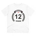 HamariDookan Men's PC Cotton 12th Anniversary Printed T Shirt (Color: White, Thread Count: 180GSM)