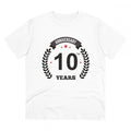 HamariDookan Men's PC Cotton 10th Anniversary Printed T Shirt (Color: White, Thread Count: 180GSM)