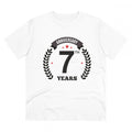 HamariDookan Men's PC Cotton 7th Anniversary Printed T Shirt (Color: White, Thread Count: 180GSM)