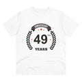 HamariDookan Men's PC Cotton 49th Anniversary Printed T Shirt (Color: White, Thread Count: 180GSM)