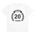 HamariDookan Men's PC Cotton 20th Anniversary Printed T Shirt (Color: White, Thread Count: 180GSM)