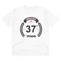 HamariDookan Men's PC Cotton 37th Anniversary Printed T Shirt (Color: White, Thread Count: 180GSM)