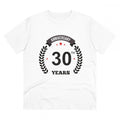 HamariDookan Men's PC Cotton 30th Anniversary Printed T Shirt (Color: White, Thread Count: 180GSM)