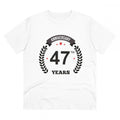 HamariDookan Men's PC Cotton 47th Anniversary Printed T Shirt (Color: White, Thread Count: 180GSM)