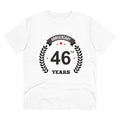 HamariDookan Men's PC Cotton 46th Anniversary Printed T Shirt (Color: White, Thread Count: 180GSM)