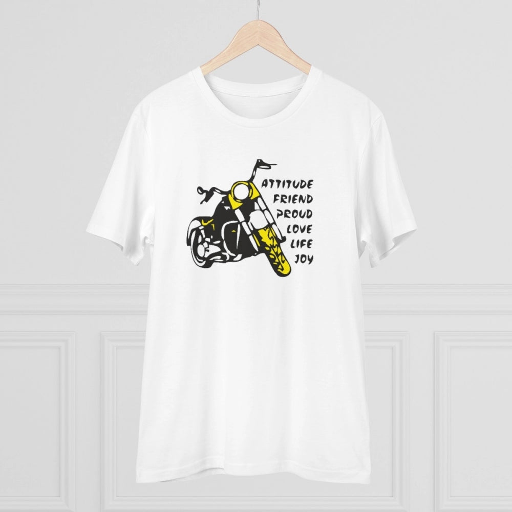 HamariDookan Men's PC Cotton Bike Ride Design Printed T Shirt (Color: White, Thread Count: 180GSM)