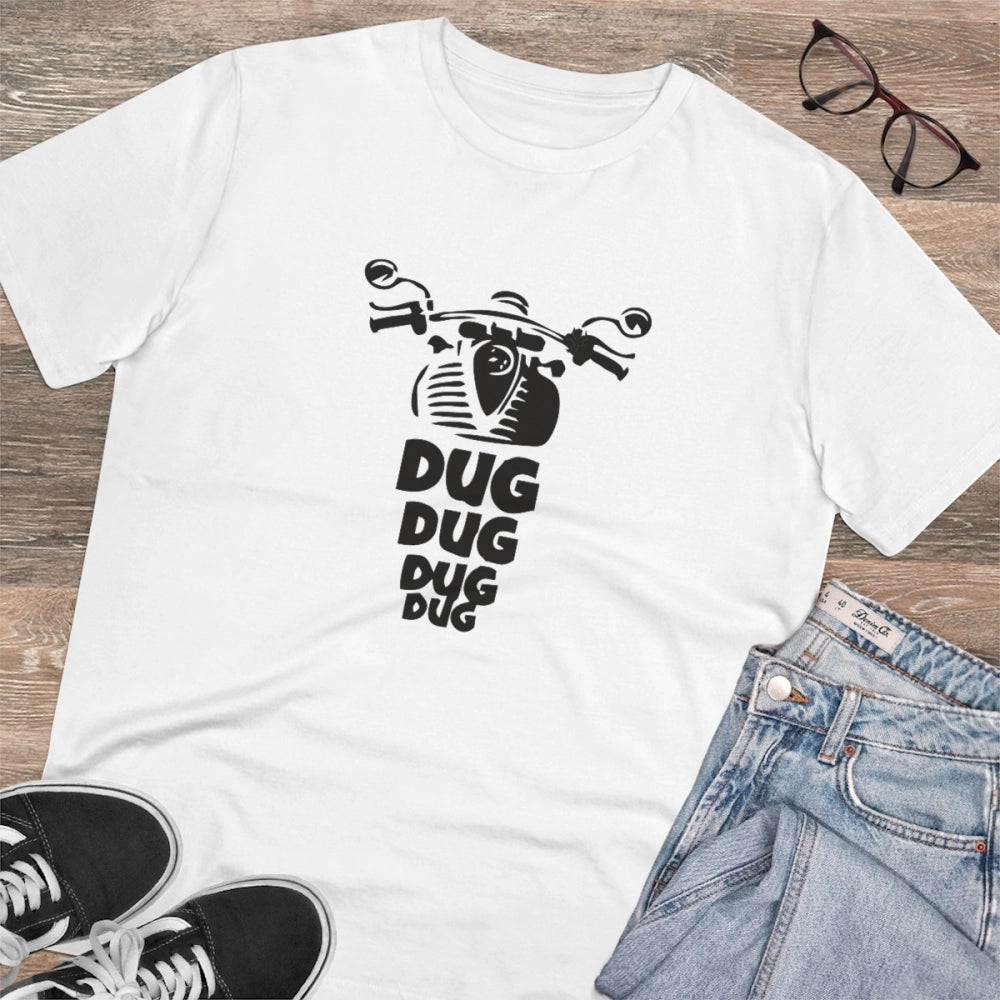 HamariDookan Men's PC Cotton Bike Ride Design Printed T Shirt (Color: White, Thread Count: 180GSM)
