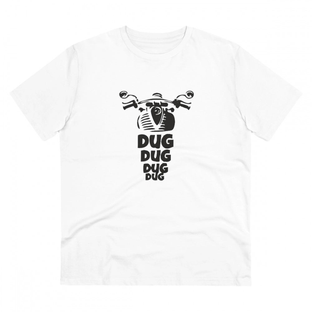 HamariDookan Men's PC Cotton Bike Ride Design Printed T Shirt (Color: White, Thread Count: 180GSM)
