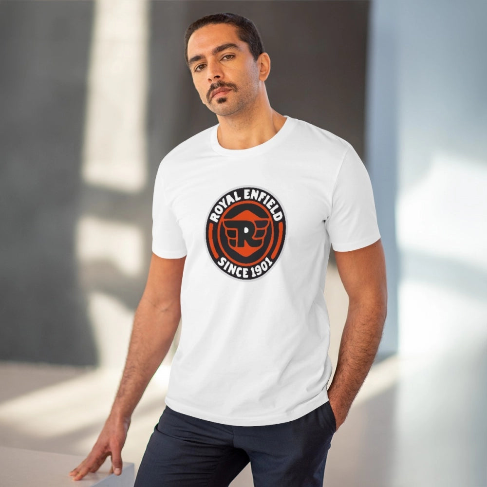 HamariDookan Men's PC Cotton Bike Ride Design Printed T Shirt (Color: White, Thread Count: 180GSM)