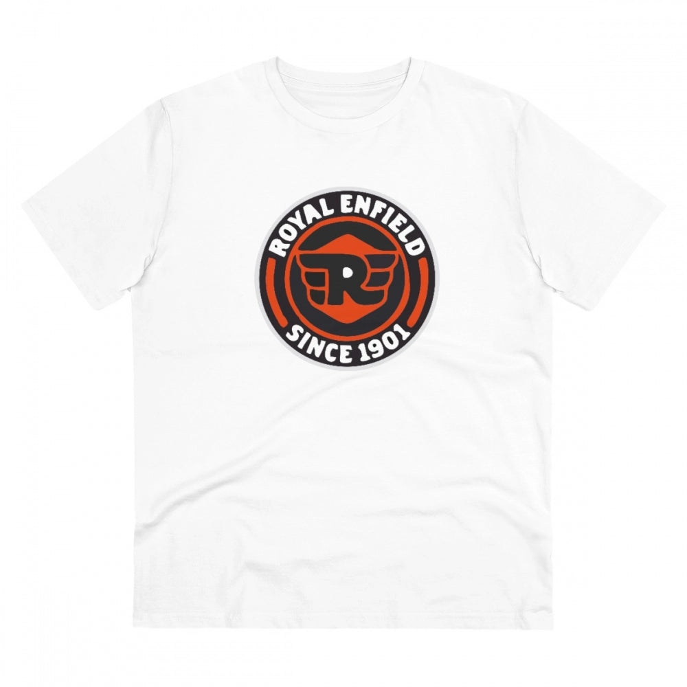 HamariDookan Men's PC Cotton Bike Ride Design Printed T Shirt (Color: White, Thread Count: 180GSM)
