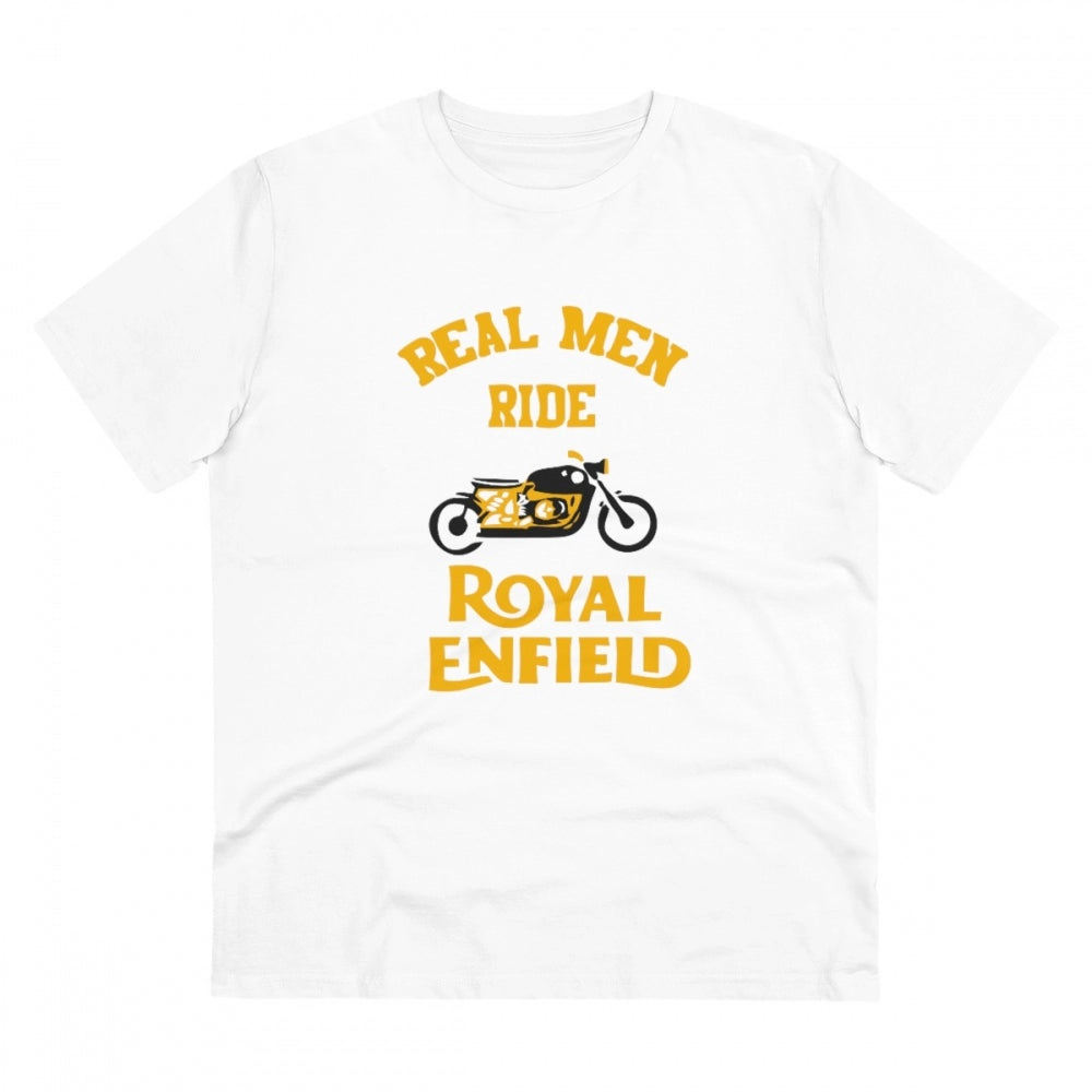 HamariDookan Men's PC Cotton Bike Ride Design Printed T Shirt (Color: White, Thread Count: 180GSM)