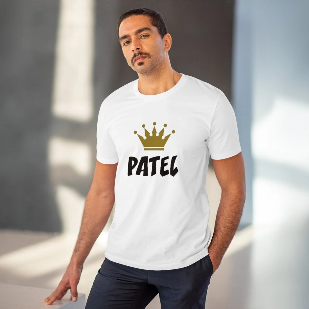 HamariDookan Men's PC Cotton Patel Printed T Shirt (Color: White, Thread Count: 180GSM)