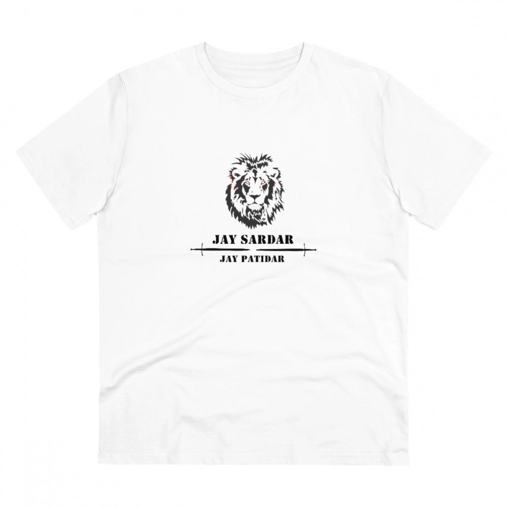 HamariDookan Men's PC Cotton Jay Sardar Printed T Shirt (Color: White, Thread Count: 180GSM)
