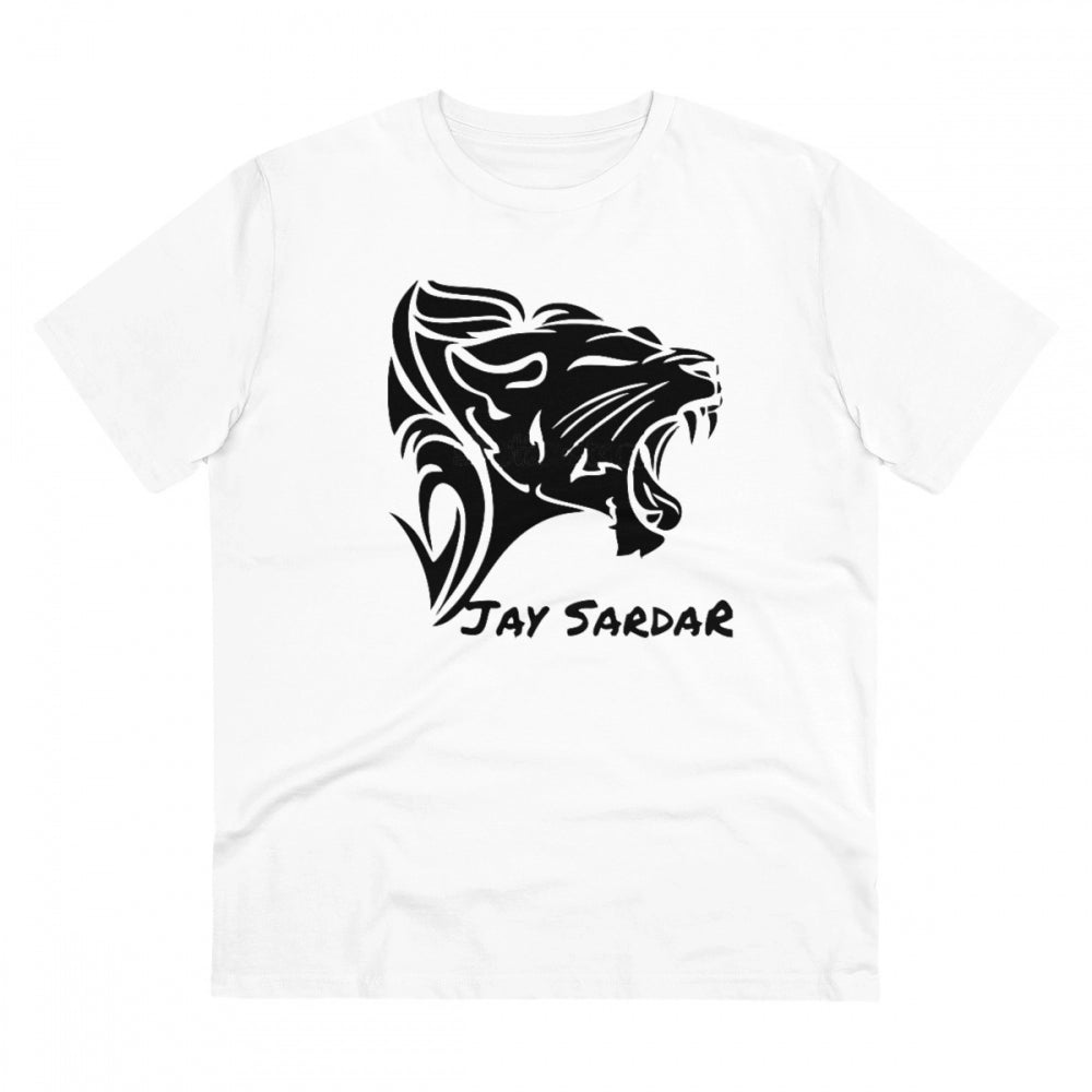 HamariDookan Men's PC Cotton Jay Sardar Printed T Shirt (Color: White, Thread Count: 180GSM)