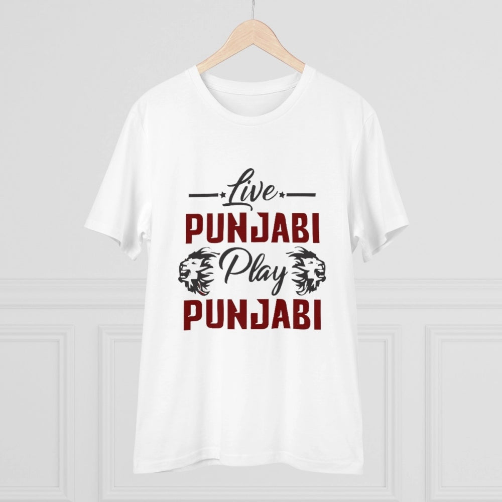 HamariDookan Men's PC Cotton Cricket Design Printed T Shirt (Color: White, Thread Count: 180GSM)